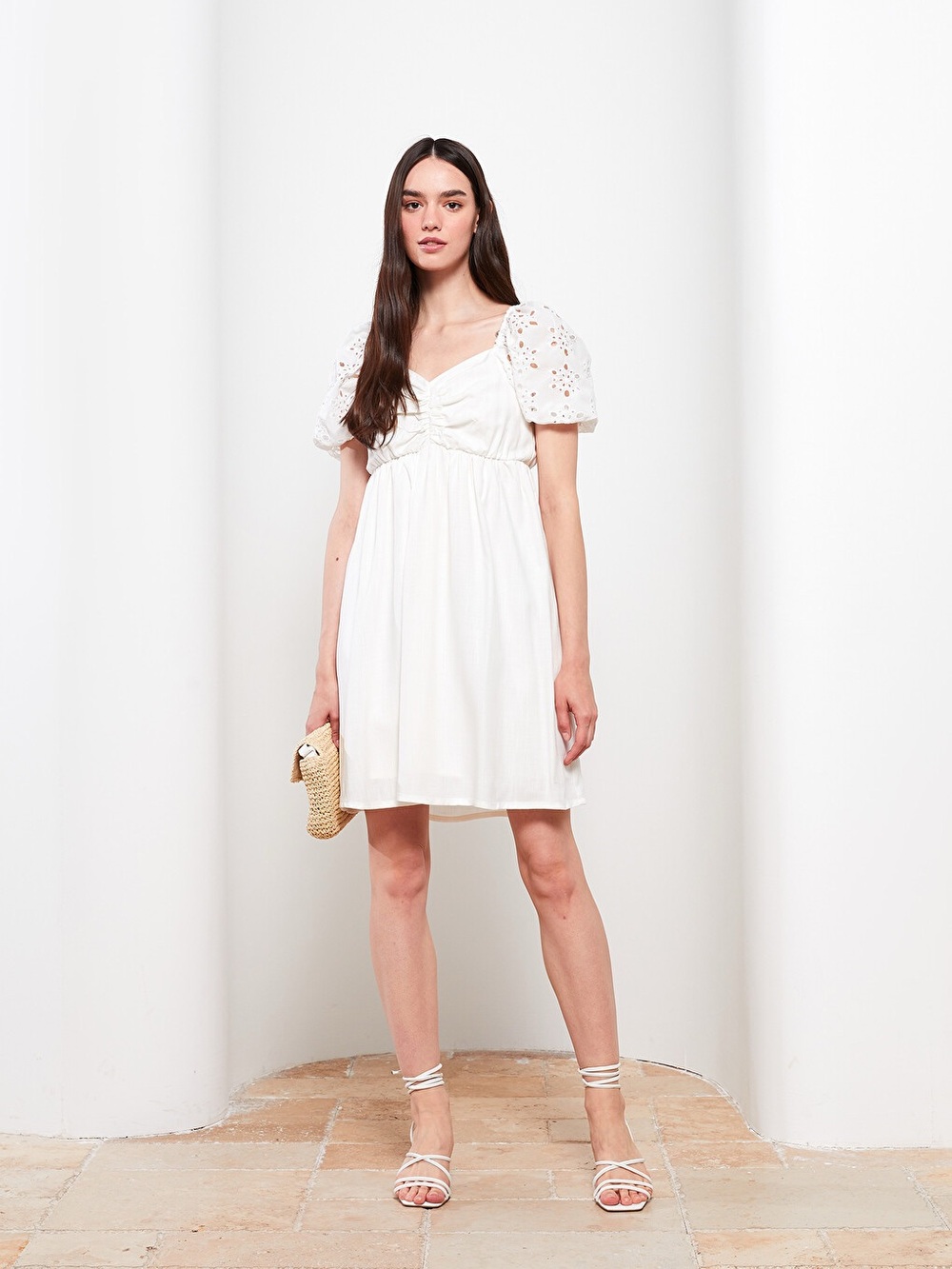 LCW Limited Heart Collar Embroidered Balloon Sleeve Women’s Dress size XS